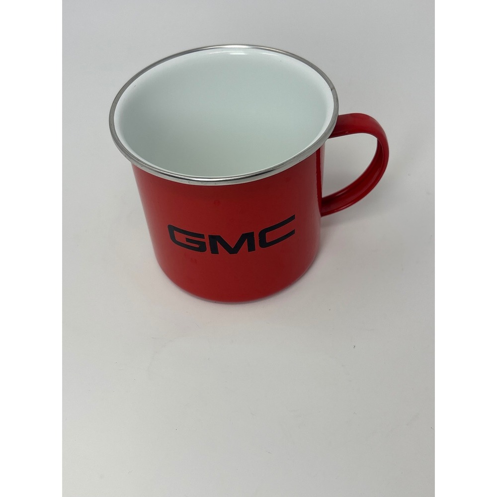 GMC Red Enamel Camping Mug Coffee Cup Metal Outdoor Tailgating 530200